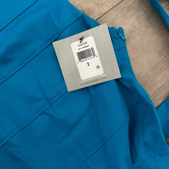 New Andrew Marc New York Teal Blue Fit and Flare Sleeveless Dress Size 2 Belted - Picture 8 of 15
